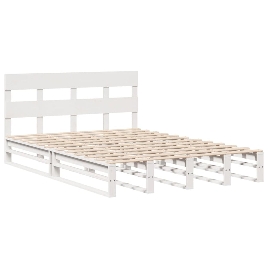 Bedframe zonder matras massief grenenhout wit 140x190 cm