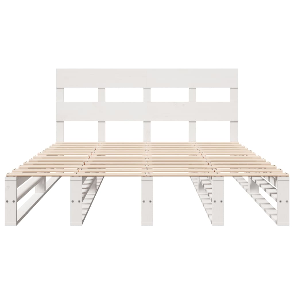 Bedframe zonder matras massief grenenhout wit 140x190 cm