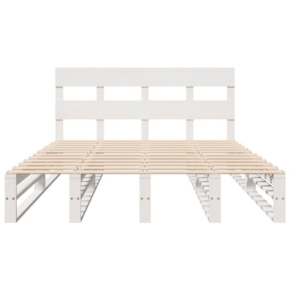 Bedframe zonder matras massief grenenhout wit 140x190 cm