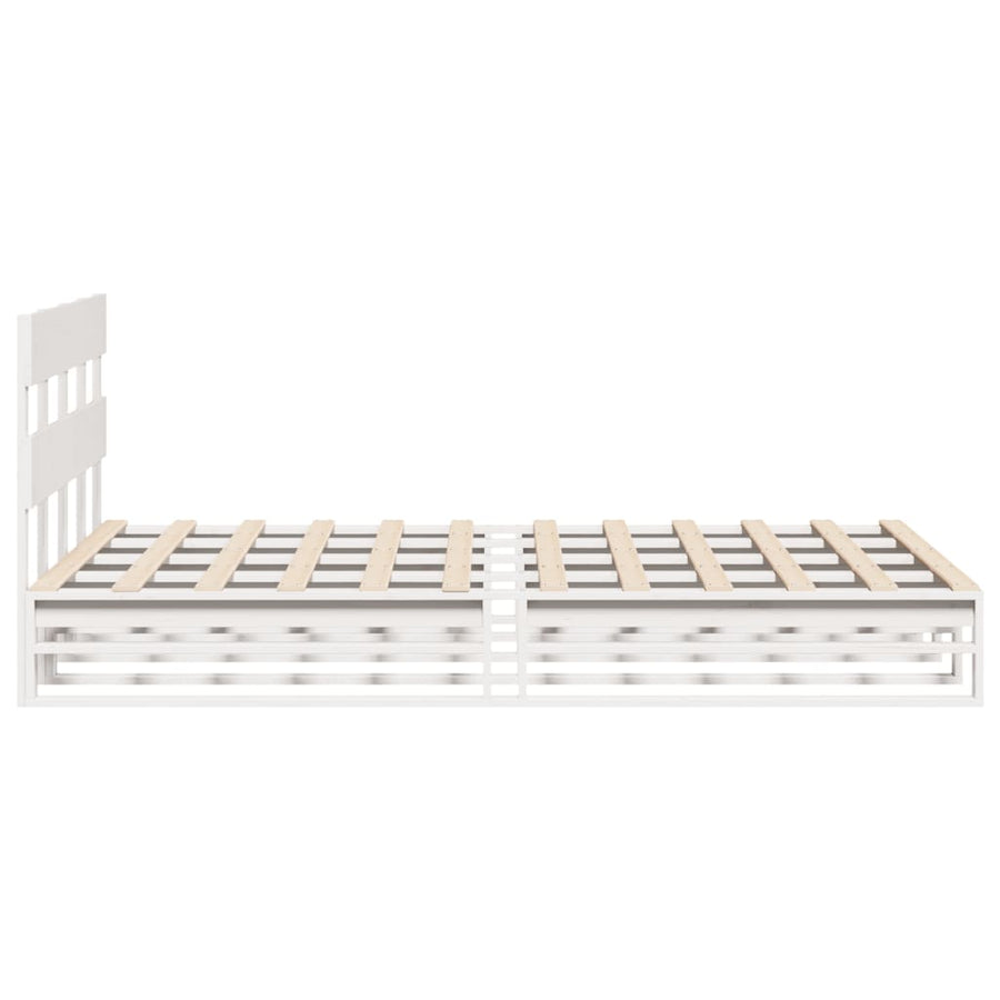 Bedframe zonder matras massief grenenhout wit 140x190 cm