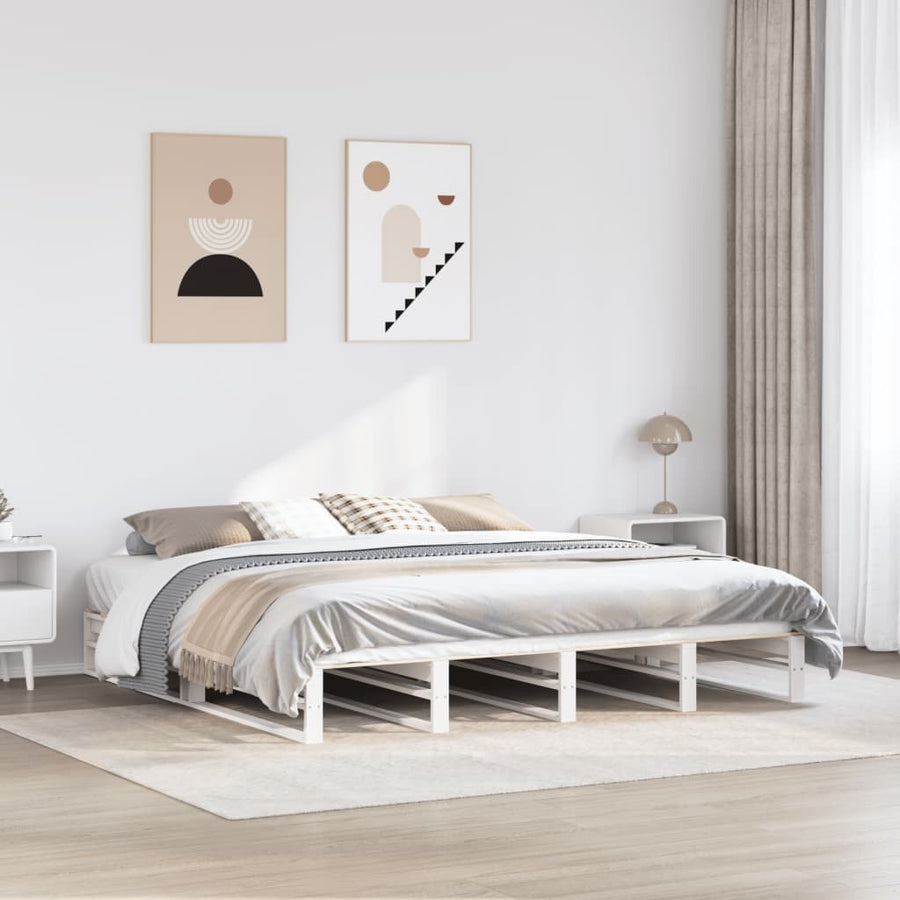 Bedframe massief grenenhout wit 180x200 cm