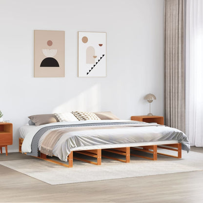 Bedframe massief grenenhout wasbruin 180x200 cm