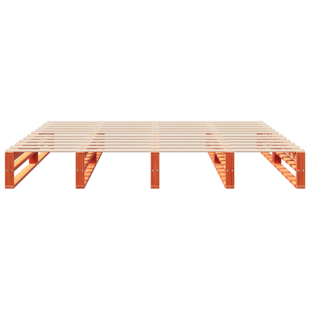 Bedframe massief grenenhout wasbruin 180x200 cm