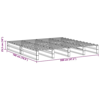 Bedframe massief grenenhout wasbruin 180x200 cm