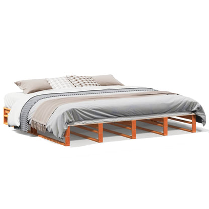 Bedframe massief grenenhout wasbruin 180x200 cm
