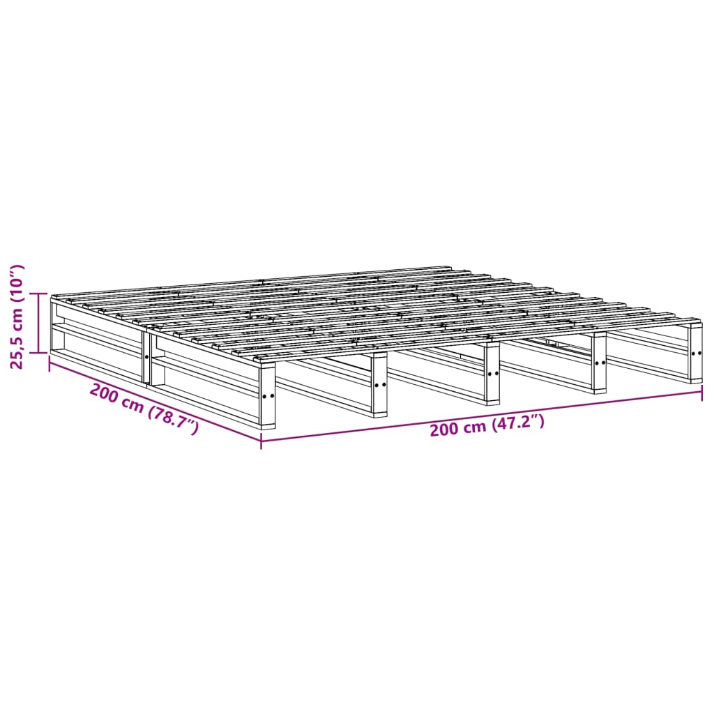Bedframe massief grenenhout 200x200 cm