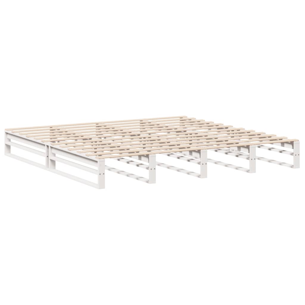 Bedframe massief grenenhout wit 200x200 cm
