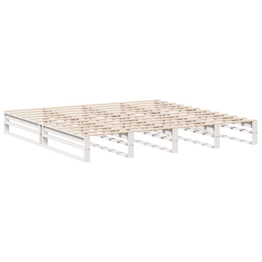 Bedframe massief grenenhout wit 200x200 cm