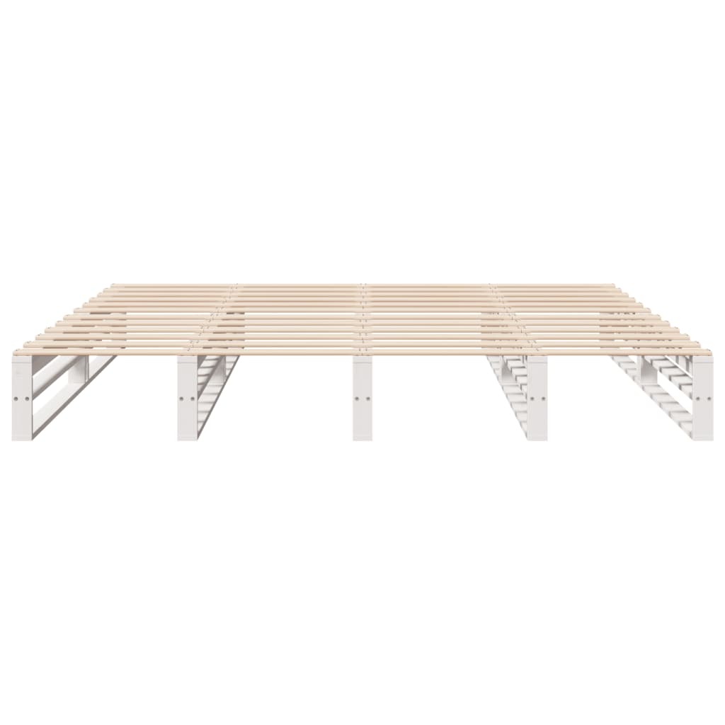 Bedframe massief grenenhout wit 200x200 cm