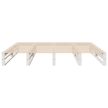 Bedframe massief grenenhout wit 200x200 cm