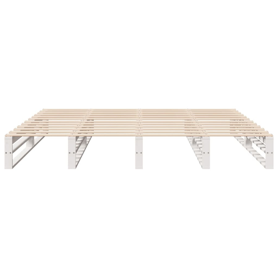 Bedframe massief grenenhout wit 200x200 cm