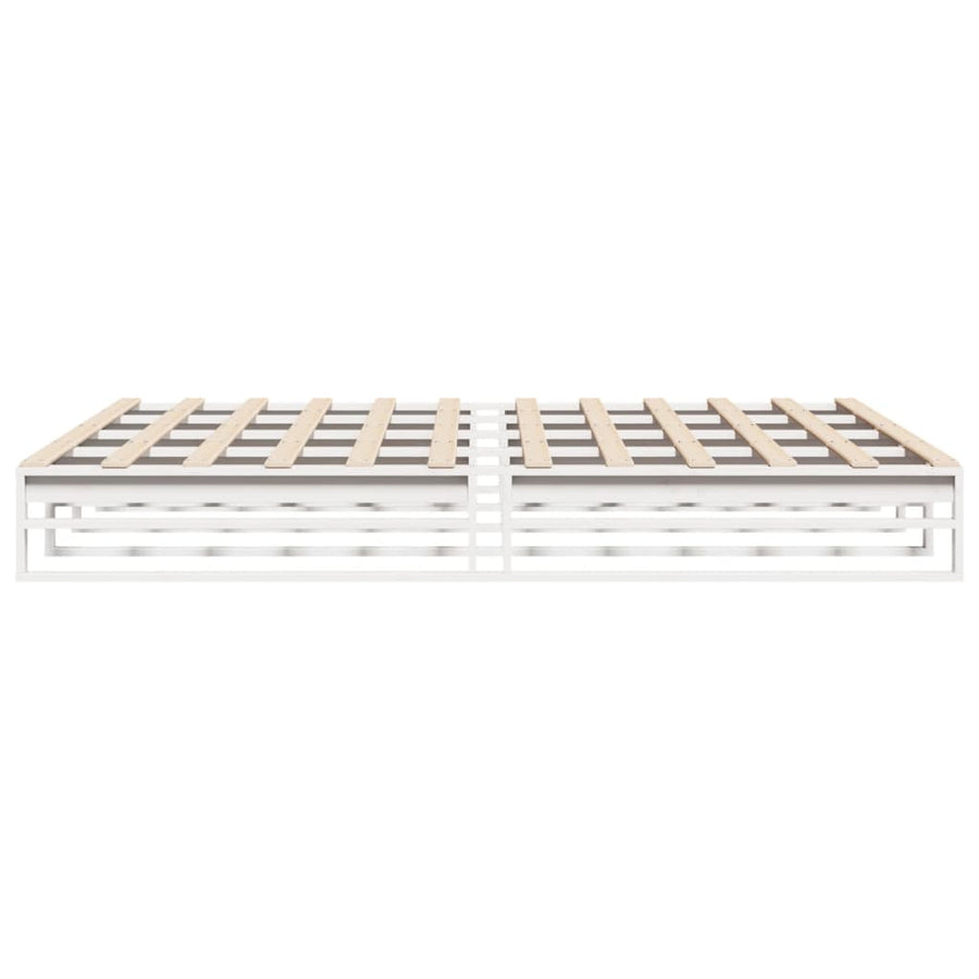 Bedframe massief grenenhout wit 200x200 cm