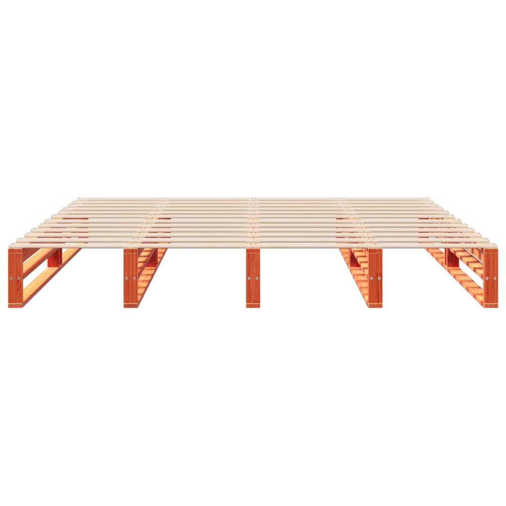 Bedframe massief grenenhout wasbruin 200x200 cm