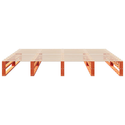 Bedframe massief grenenhout wasbruin 200x200 cm