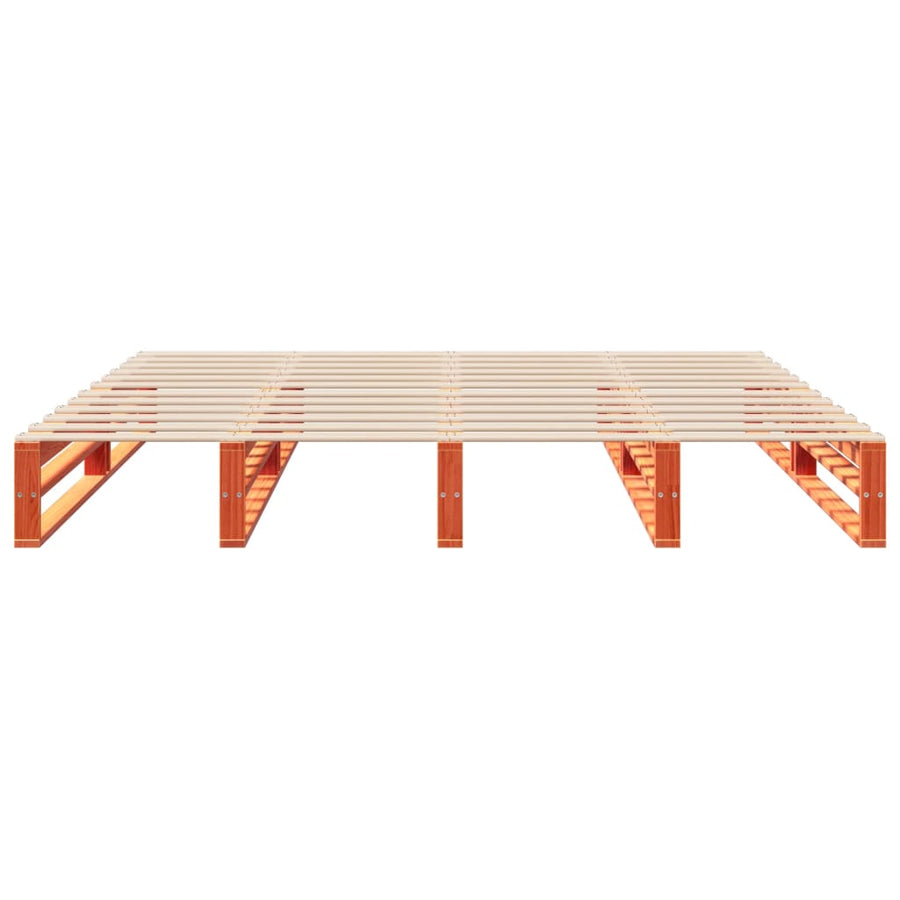 Bedframe massief grenenhout wasbruin 200x200 cm