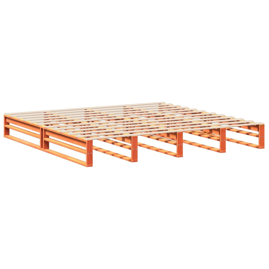 Bedframe massief grenenhout wasbruin 200x200 cm