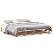 Bedframe massief grenenhout wasbruin 200x200 cm