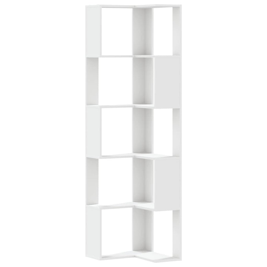 Boekenkast 5-laags hoek 50x50x179 cm bewerkt hout wit