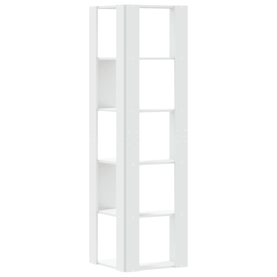Boekenkast 5-laags hoek 50x50x179 cm bewerkt hout wit