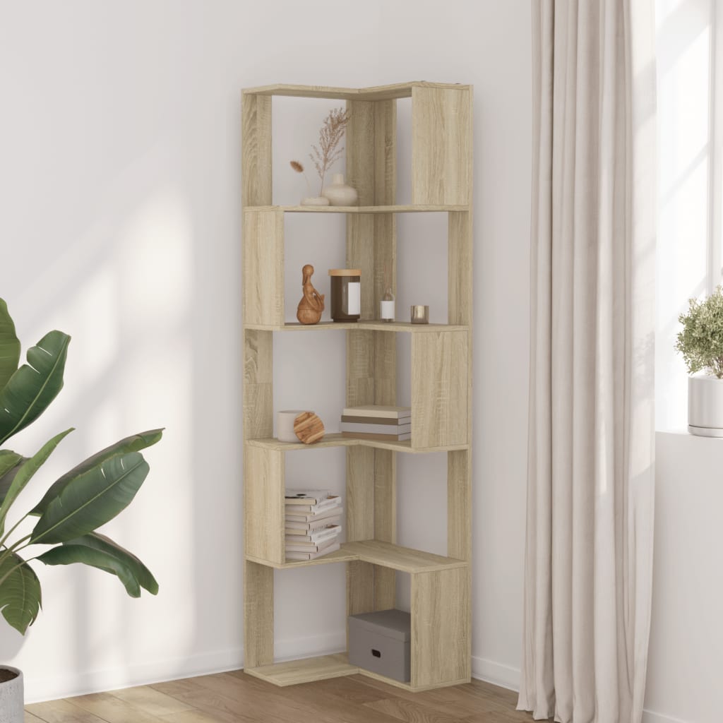 Boekenkast 5-laags hoek 50x50x179 cm bewerkt hout sonoma eiken
