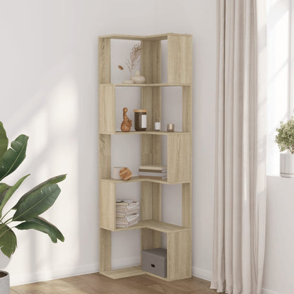 Boekenkast 5-laags hoek 50x50x179 cm bewerkt hout sonoma eiken