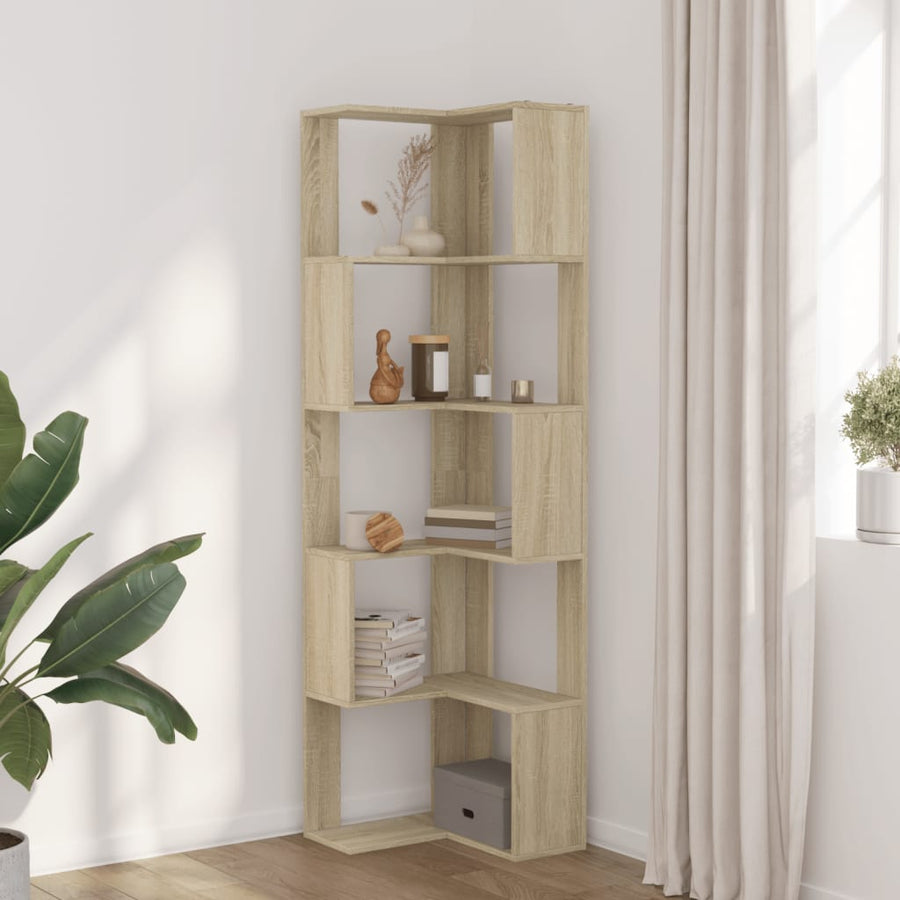 Boekenkast 5-laags hoek 50x50x179 cm bewerkt hout sonoma eiken