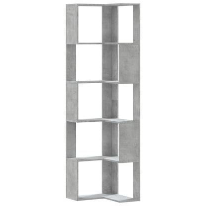 Boekenkast 5-laags hoek 50x50x179 cm bewerkt hout betongrijs