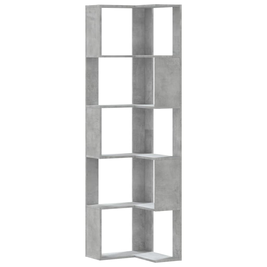 Boekenkast 5-laags hoek 50x50x179 cm bewerkt hout betongrijs