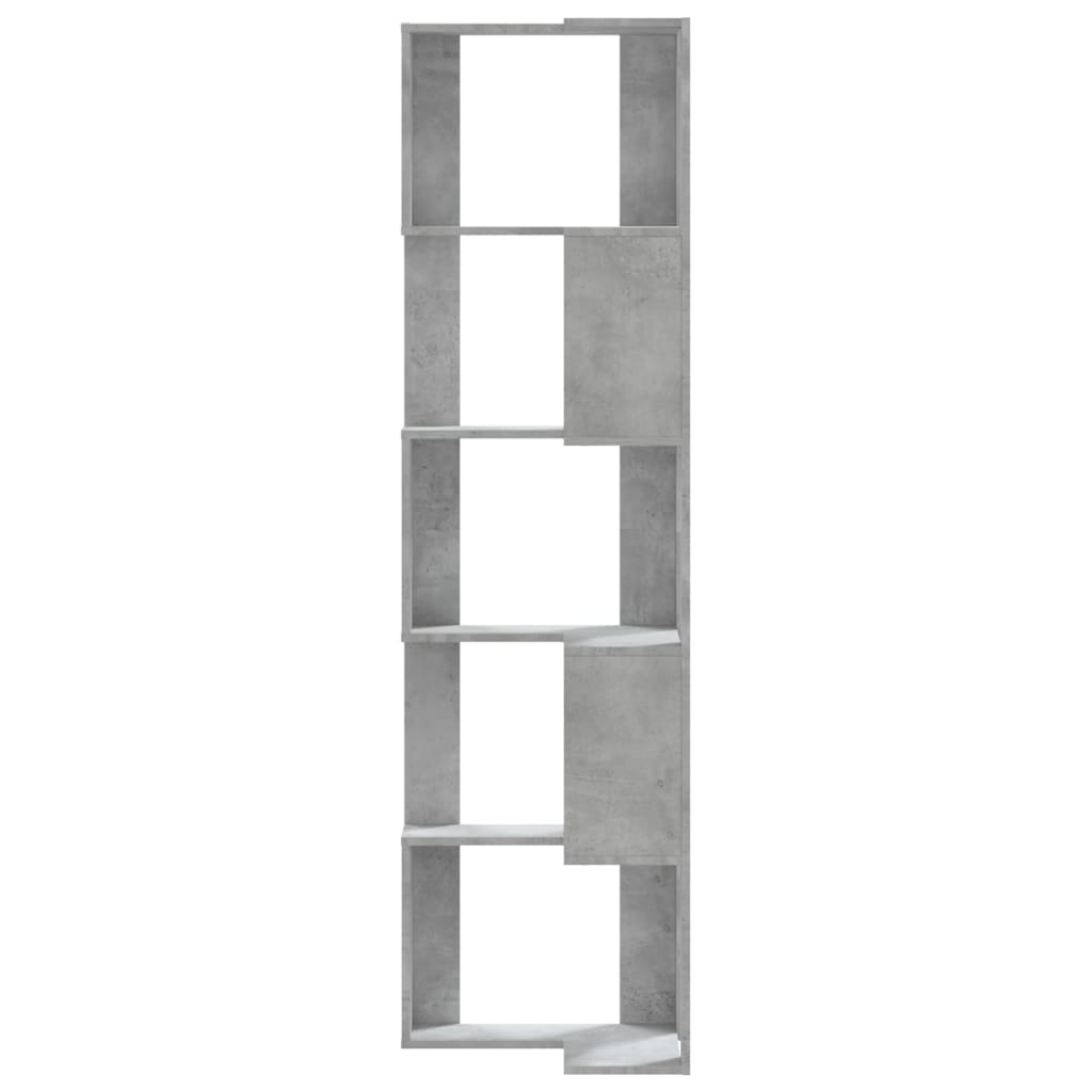 Boekenkast 5-laags hoek 50x50x179 cm bewerkt hout betongrijs
