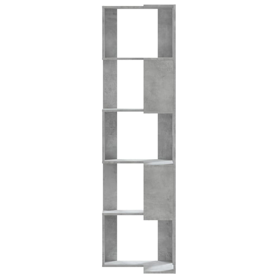 Boekenkast 5-laags hoek 50x50x179 cm bewerkt hout betongrijs