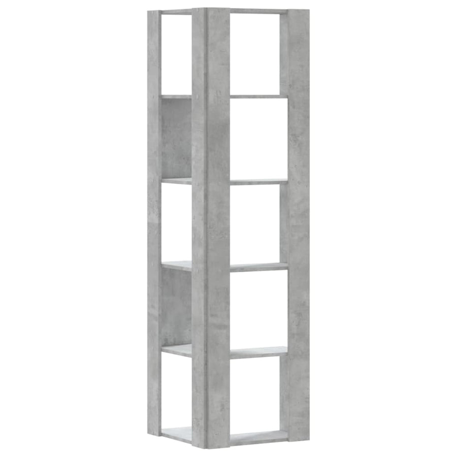 Boekenkast 5-laags hoek 50x50x179 cm bewerkt hout betongrijs