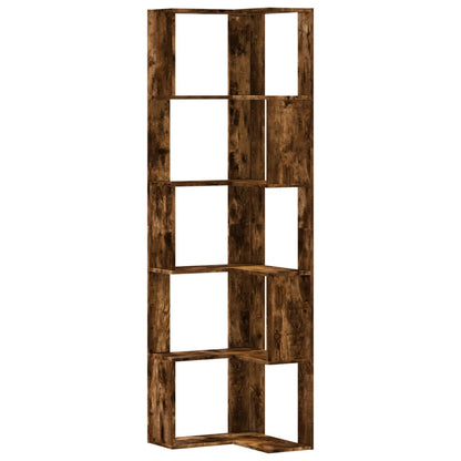 Boekenkast 5-laags hoek 50x50x179 cm bewerkt hout gerookt eiken