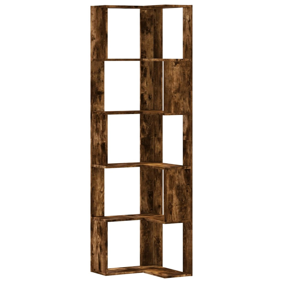 Boekenkast 5-laags hoek 50x50x179 cm bewerkt hout gerookt eiken