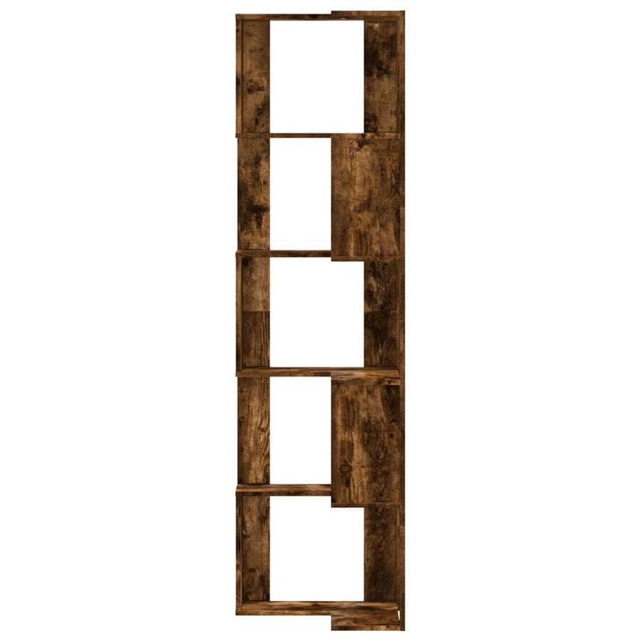 Boekenkast 5-laags hoek 50x50x179 cm bewerkt hout gerookt eiken