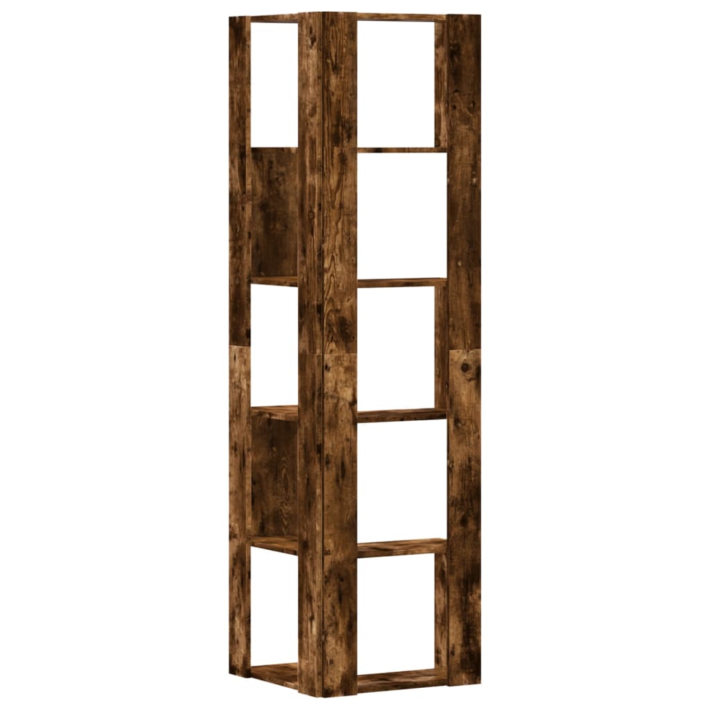 Boekenkast 5-laags hoek 50x50x179 cm bewerkt hout gerookt eiken