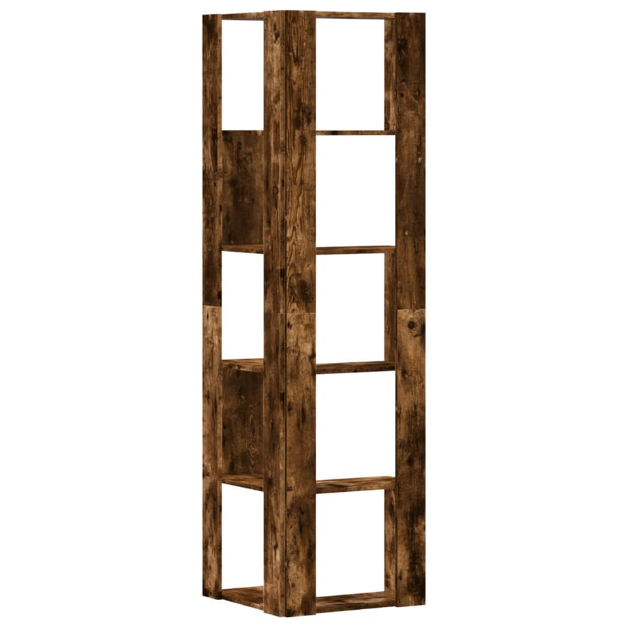 Boekenkast 5-laags hoek 50x50x179 cm bewerkt hout gerookt eiken
