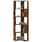 Boekenkast hoek 5-laags 50x50x179 cm bewerkt hout gerookt eiken