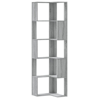 Boekenkast 5-laags hoek 50x50x179 cm bewerkt hout grijs sonoma