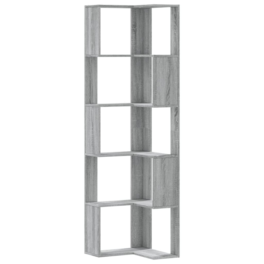 Boekenkast 5-laags hoek 50x50x179 cm bewerkt hout grijs sonoma
