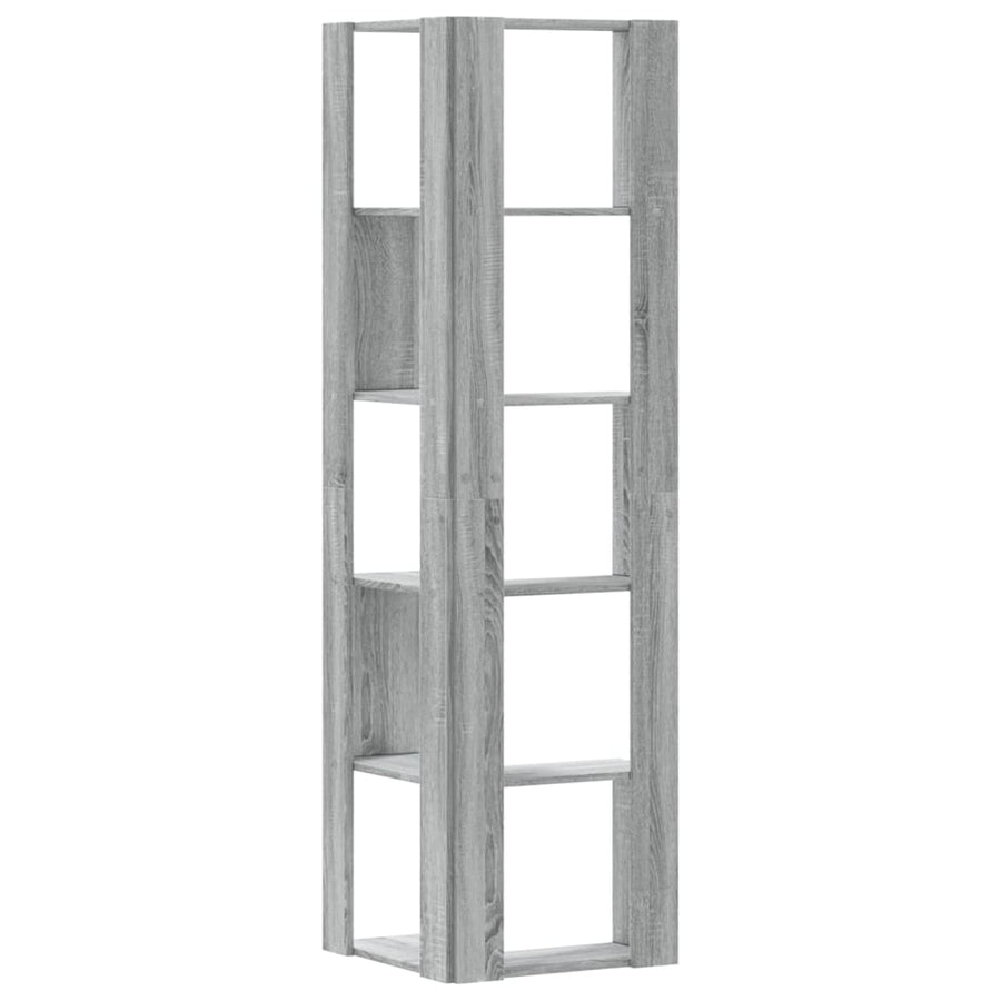 Boekenkast 5-laags hoek 50x50x179 cm bewerkt hout grijs sonoma
