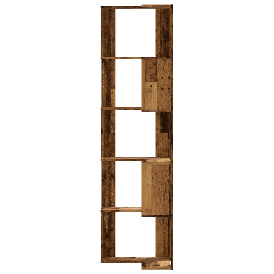 Boekenkast 5-laags hoek 50x50x179 cm bewerkt hout oud houtkleur