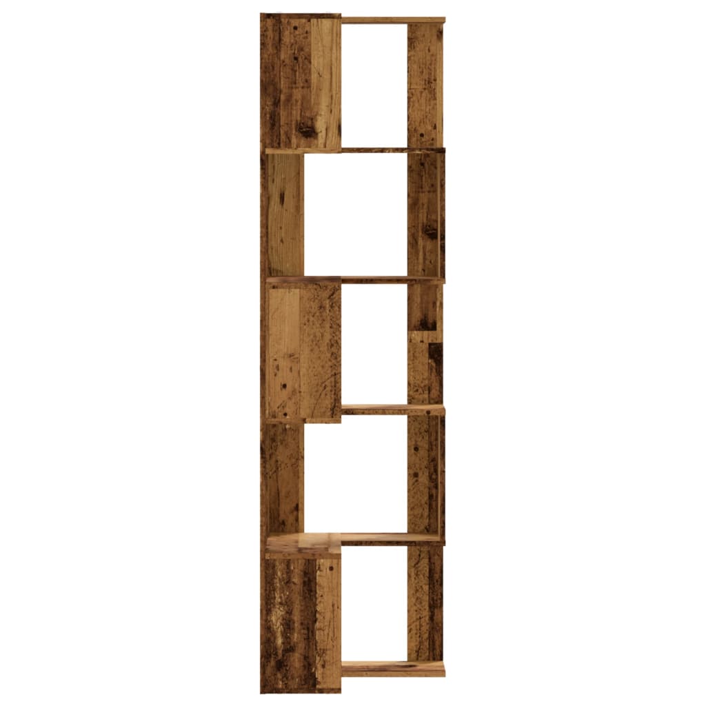 Boekenkast 5-laags hoek 50x50x179 cm bewerkt hout oud houtkleur