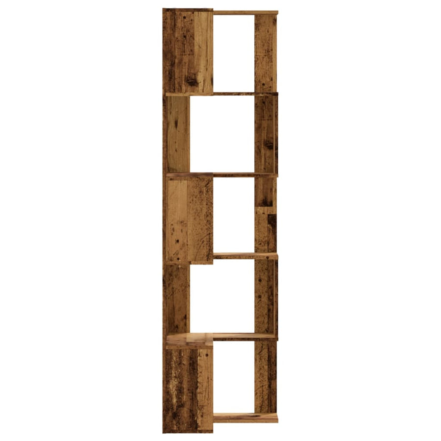 Boekenkast 5-laags hoek 50x50x179 cm bewerkt hout oud houtkleur
