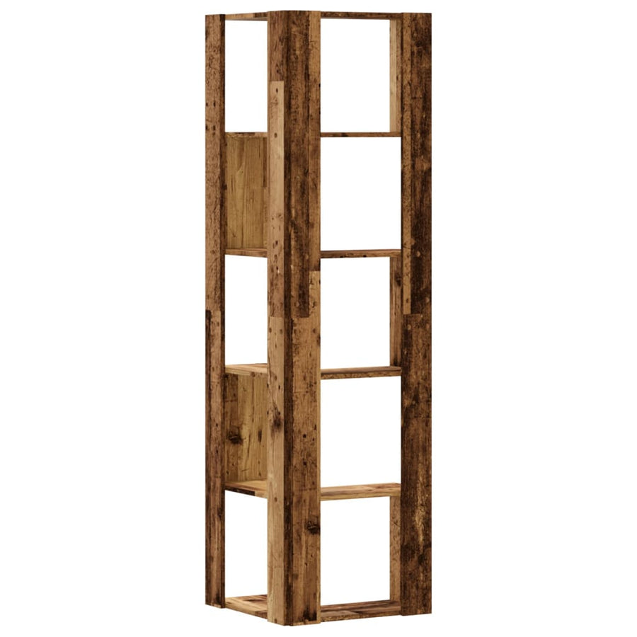 Boekenkast 5-laags hoek 50x50x179 cm bewerkt hout oud houtkleur