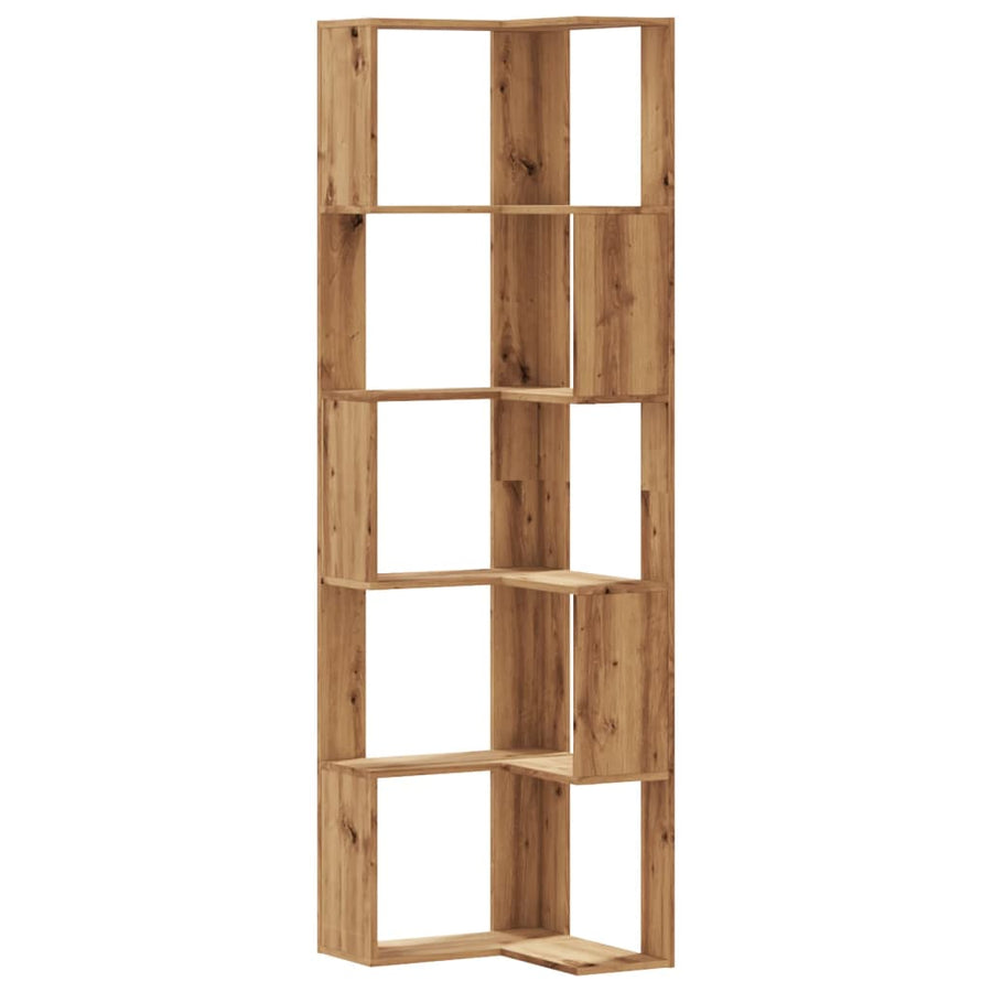 Boekenkast 5-laags hoek 50x50x179 cm hout artisanaal eikenkleur