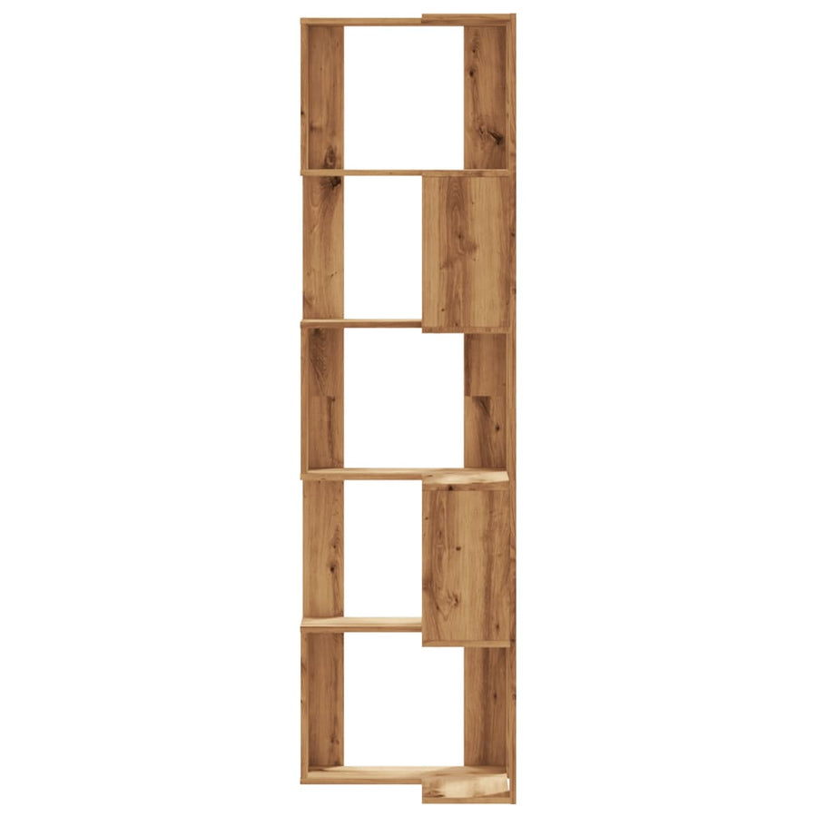 Boekenkast 5-laags hoek 50x50x179 cm hout artisanaal eikenkleur