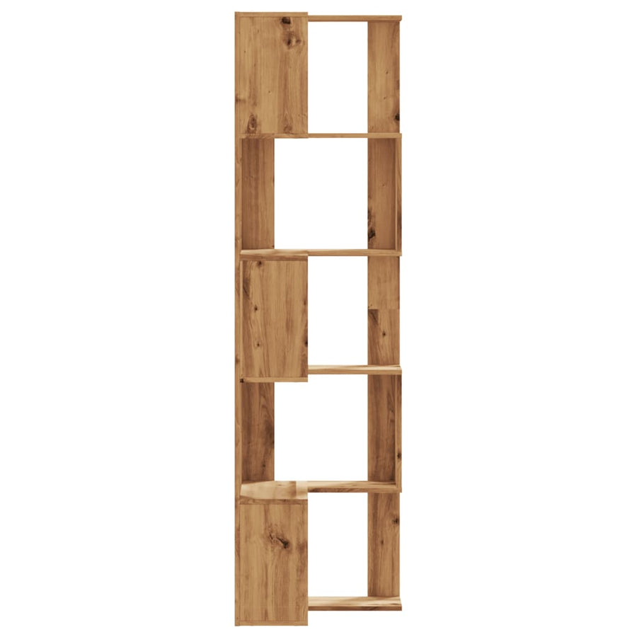 Boekenkast 5-laags hoek 50x50x179 cm hout artisanaal eikenkleur