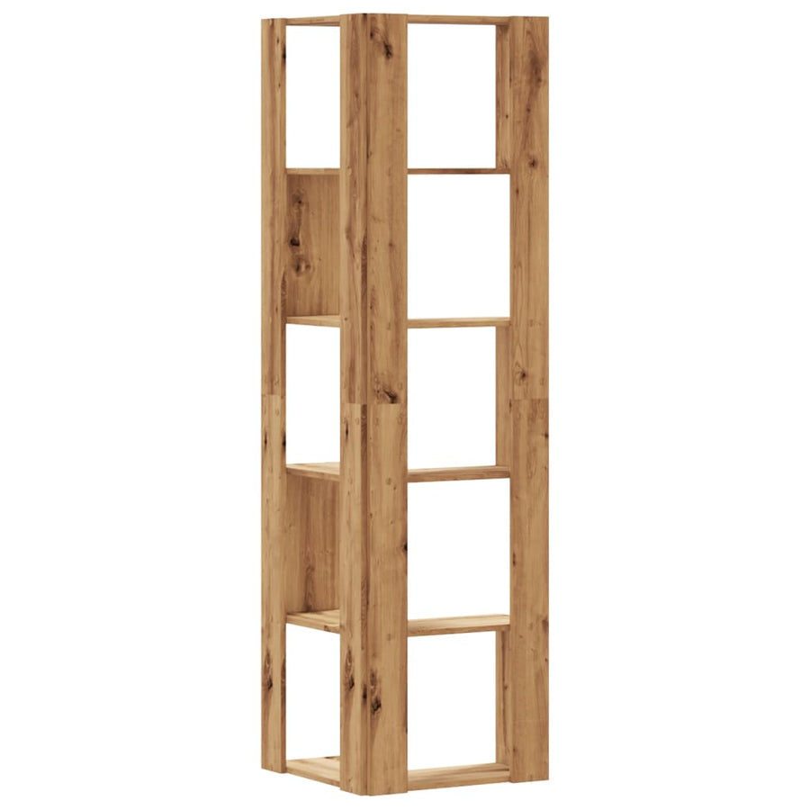 Boekenkast 5-laags hoek 50x50x179 cm hout artisanaal eikenkleur