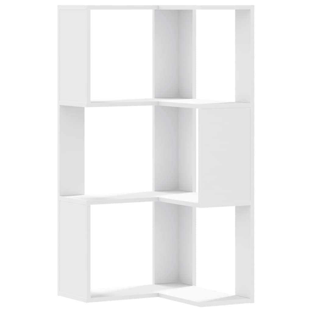 Hoekboekenkast 3-laags 50x50x102 cm bewerkt hout wit