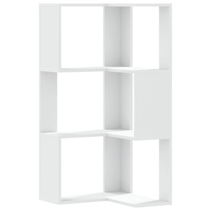 Hoekboekenkast 3-laags 50x50x102 cm bewerkt hout wit